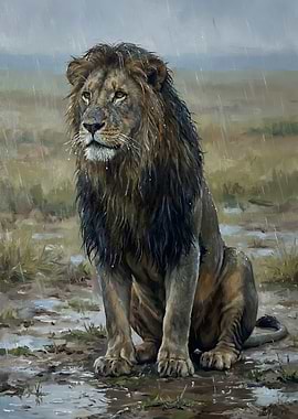 Lion in the Rain