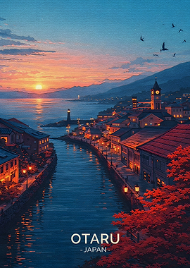Otaru, Japan Sunset Canal