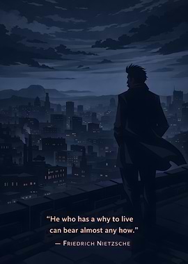 Man overlooking city at night
