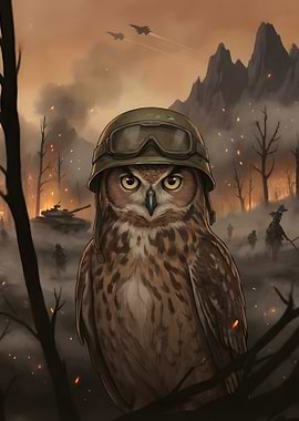 Military Owl in War Zone