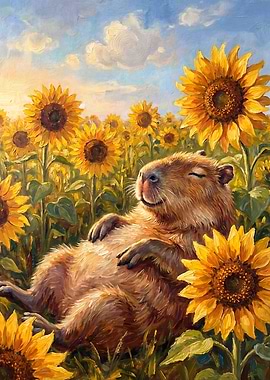 Capybara Sunflower