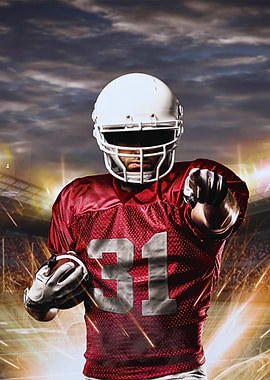 American Football Player Pointing