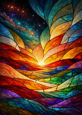 Stained Glass Galaxy Sunrise