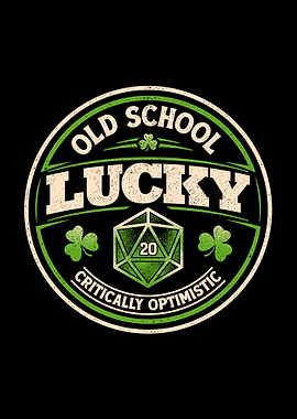 Old School Lucky D20 Gaming Badge