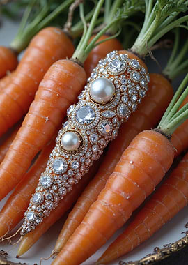 Jeweled Carrot with Pearls and Diamonds
