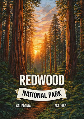 Redwood National Park Vintage Poster