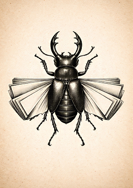 Stag Beetle with Book Wings