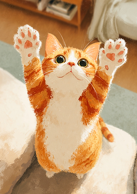 Cute Orange Cat Reaching Up