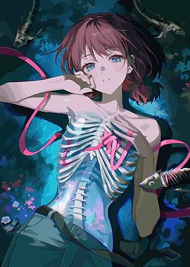 Anime Girl with Visible Ribcage
