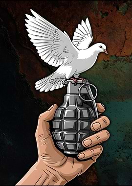 peace juxtaposed with war.