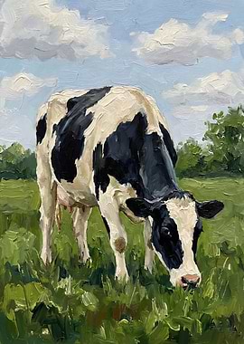 Cow grazing in a field