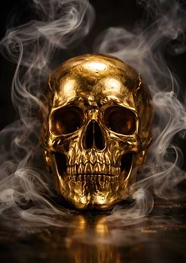 Golden Skull with Smoke