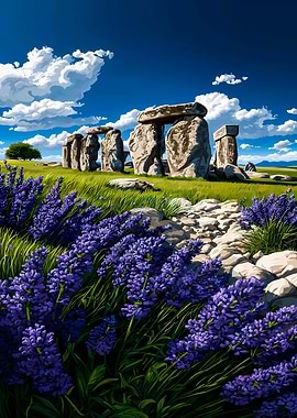 Stonehenge with Lavender Field