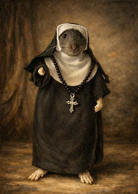 Rat Nun with Rosary