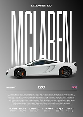 McLaren 12C Car Poster