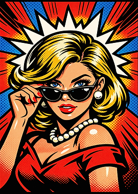 Pop Art Woman with Sunglasses