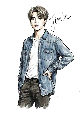 Jimin watercolor illustration