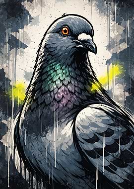 Graffiti Style Pigeon Portrait