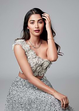Pooja Hegde in a sequined outfit