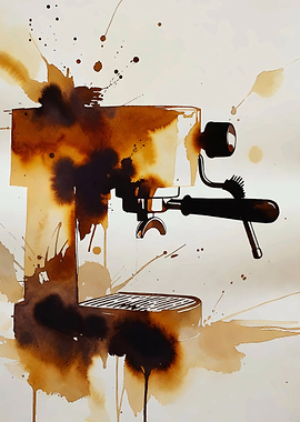 Espresso Machine Watercolor Art