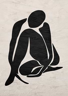 Abstract Black Figure on Textured Background