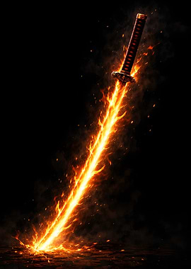 Flaming Katana Sword