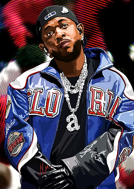 Rapper in Blue Jacket with Chains