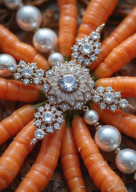Carrots with Jewelry and Pearls