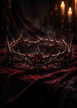 Dark Thorn Crown with Red Gems