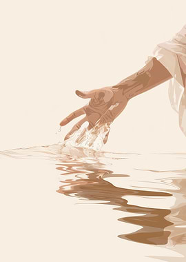 Hand touching water surface