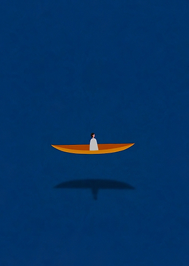 Person in a boat with shadow