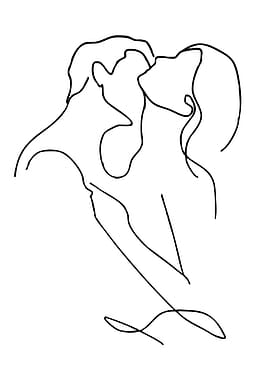 Couple Kissing Line Art