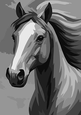 Grayscale Horse Portrait