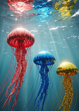 Colorful Jellyfish Underwater