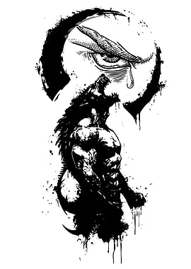 Werewolf Eye Tear Black and White