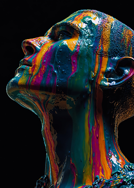 Vibrant Drip Paint Male Portrait