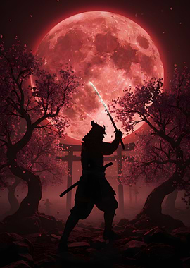 Samurai Under a Red Moon