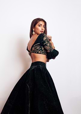 Pooja Hegde in Green Lehenga