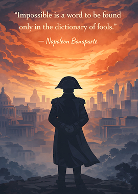 Napoleon Bonaparte Quote Over Cityscape