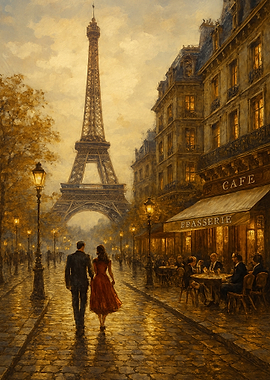 Romantic Paris Street Scene