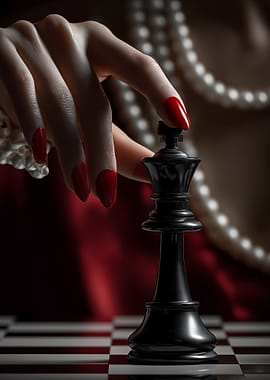 Hand moving chess king piece