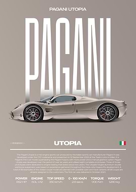 Pagani Utopia Supercar Car Poster