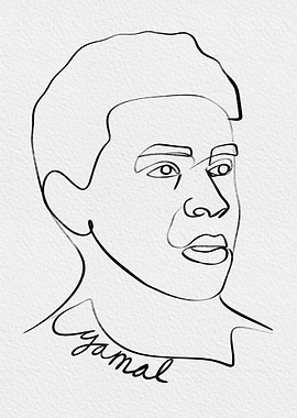 One Line Drawing of footballer
