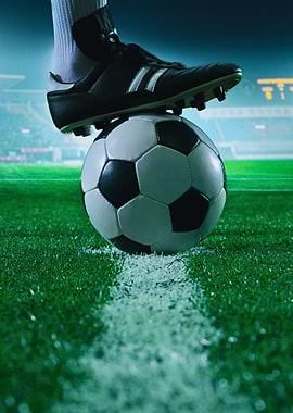 Soccer player's foot on ball
