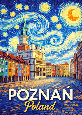 Poznan, Poland Starry Night Painting