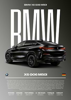 BMW X6 G06 M50i Car Poster