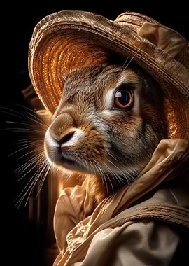 Bunny in a Straw Hat