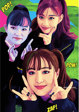 Three girls with comic book style