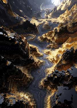 Surreal Golden Canyon Landscape