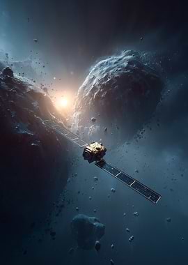 Spacecraft Navigating Asteroid Field